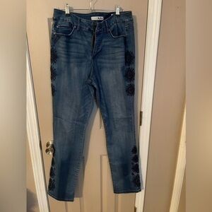 Code Bleu Straight Leg Jeans with Appliqués